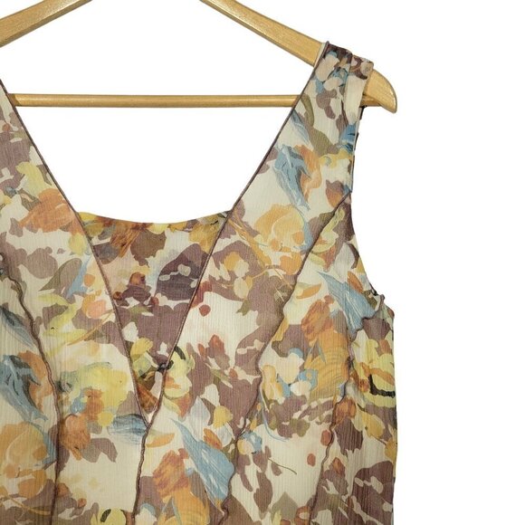 Sundance Women's Evelyn 100% Silk Crepe Slip Dress Watercolor Print Size 12 - Picture 4 of 12